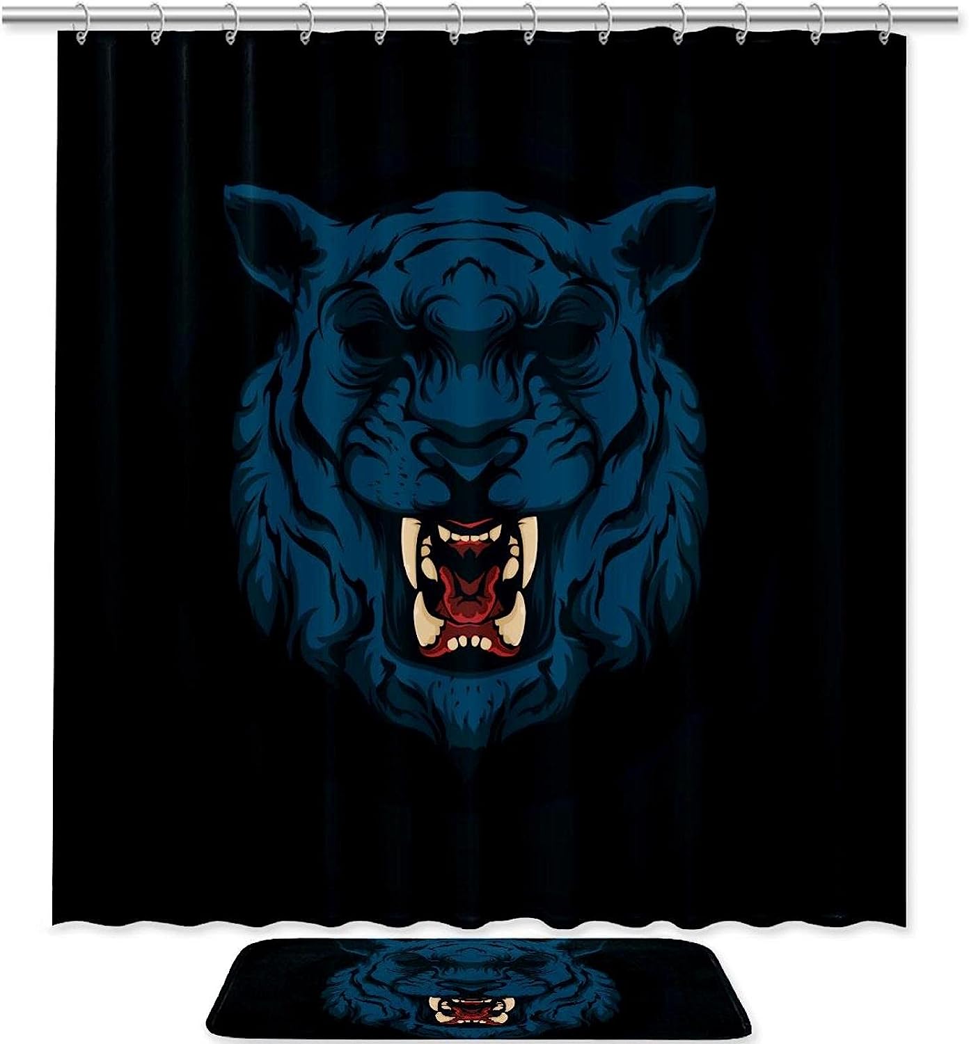 Dark Tiger Waterproof Fabric Shower Curtain For Animal Lovers Bathroom Decor