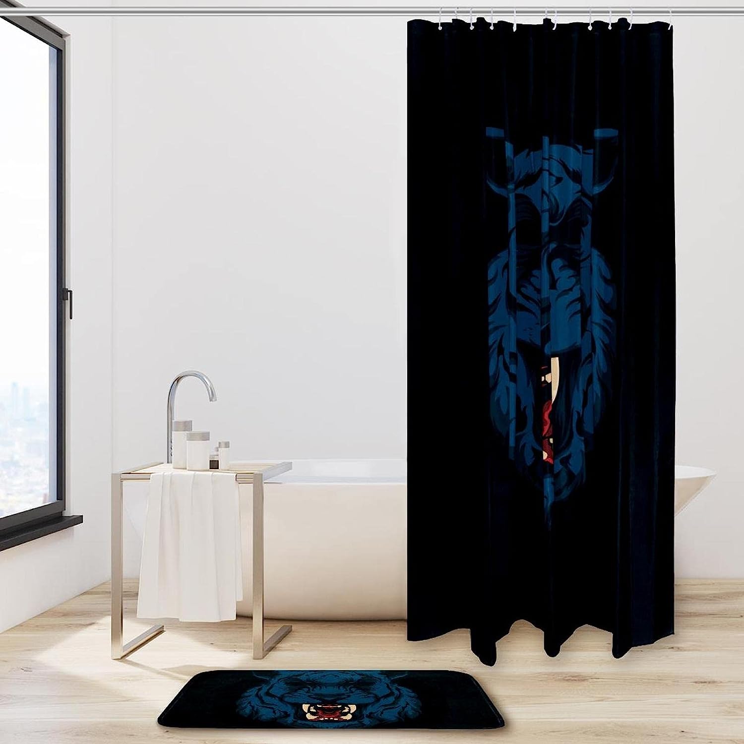 Dark Tiger Waterproof Fabric Shower Curtain For Animal Lovers Bathroom Decor - Image 2