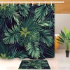 Dark Tropical Green Palm Leaves Shower Curtain For Jungle-Themed Bathroom Decor