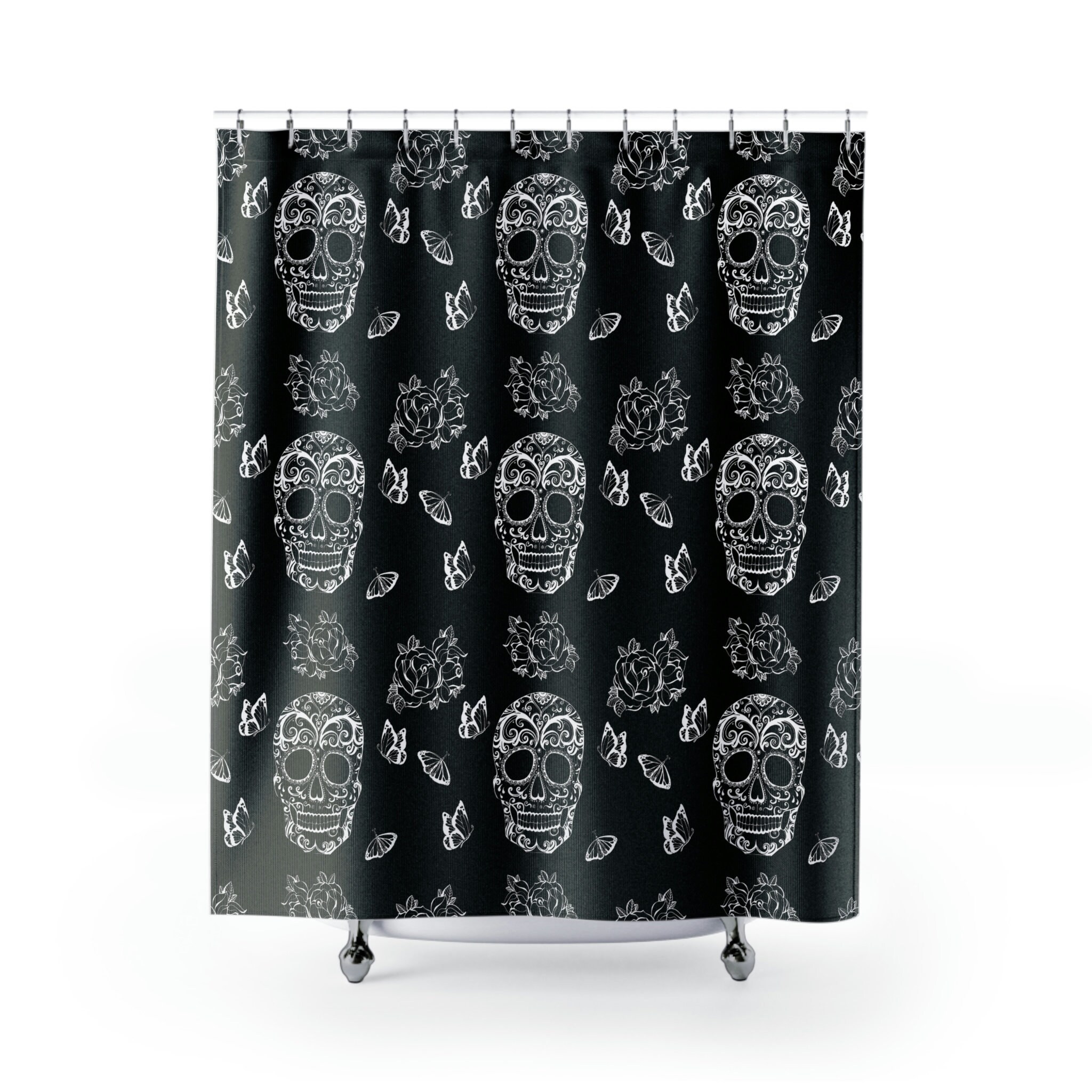 Day Of The Dead Shower Curtain Featuring Gothic Skull Design