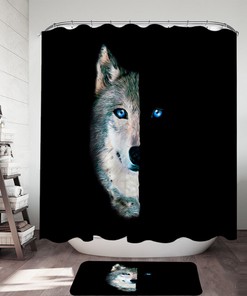 Day Vs Night Wolf Shower Curtain - Mysterious Bathroom Accessory