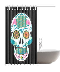 Day of the Dead Mexican Skull Shower Curtain - Colorful and Meaningful Bathroom Decor - Waterproof