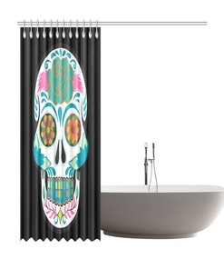 Day of the Dead Mexican Skull Shower Curtain - Colorful and Meaningful Bathroom Decor - Waterproof