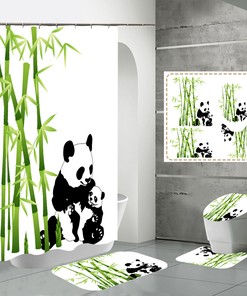 Dazzling Panda Bamboo Animals Print Shower Curtain for Bathroom