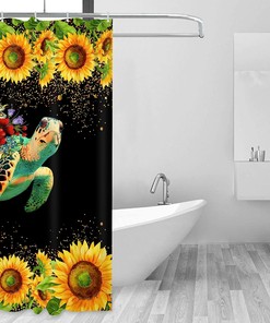 Dazzling Sunflower Sea Turtle Shower Curtain to Add A Serene Touch to Your Bathroom Decor