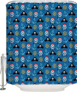 Dead Pirate Skull And Crossbones Bandit Warning Icon Piracy Shower Curtain For Pirate Lovers