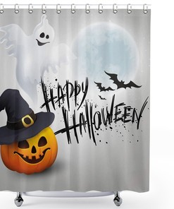 Dead Tree And Moon Halloween Shower Curtain - Creepy Retro Bathroom Decor
