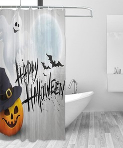Dead Tree And Moon Halloween Shower Curtain - Creepy Retro Bathroom Decor