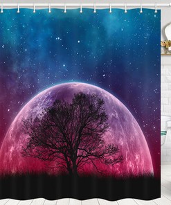 Dead Tree Moon and Starry Sky Vintage Shower Curtain