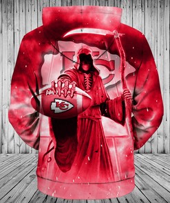 Deadly Style Meets Team Spirit In This Kansas City Chiefs 3D Death Skull Hoodie Gift For Fans