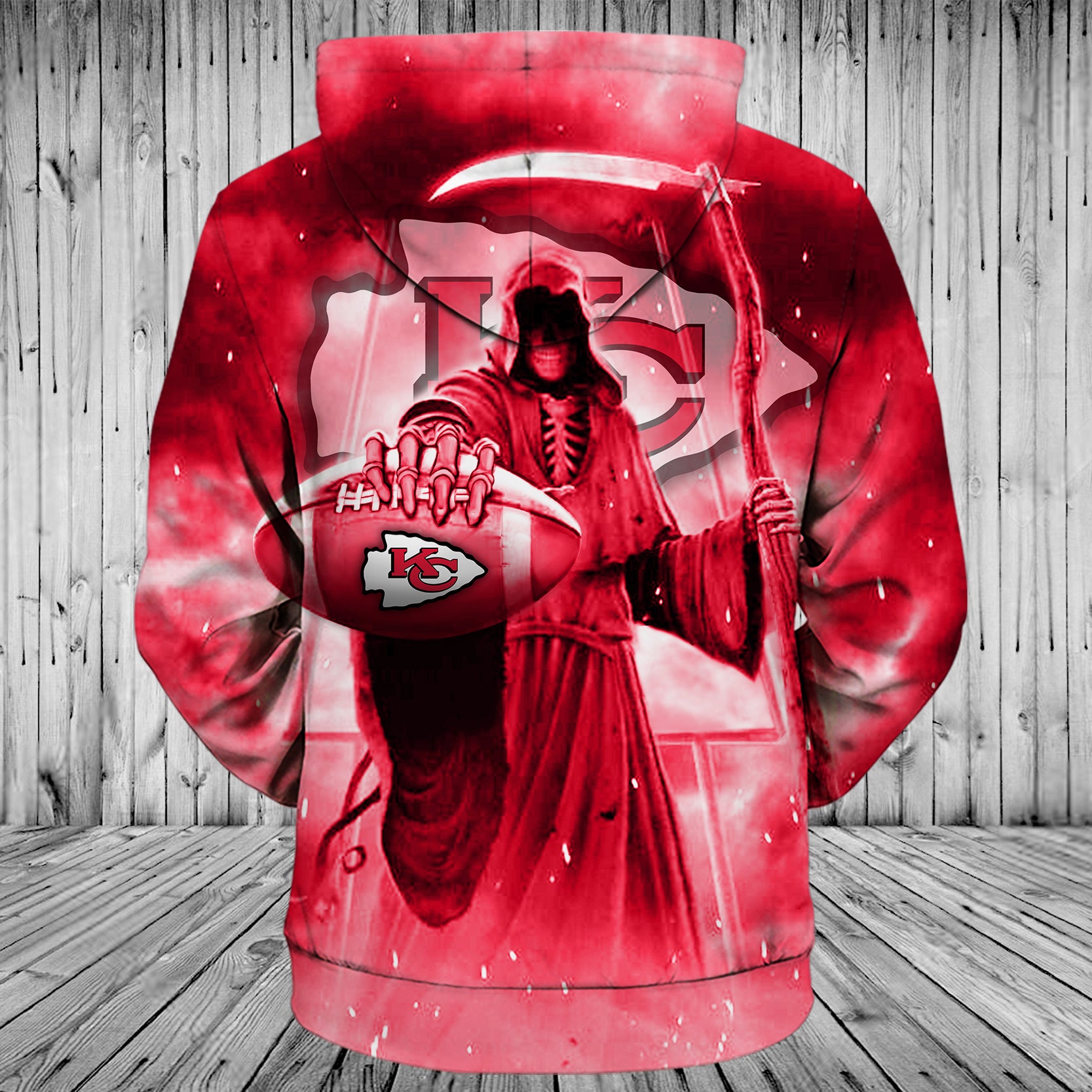 Deadly Style Meets Team Spirit In This Kansas City Chiefs 3D Death Skull Hoodie Gift For Fans