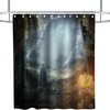 Death Moon Forest Skull Halloween Print Shower Curtain Waterproof Washable Blue