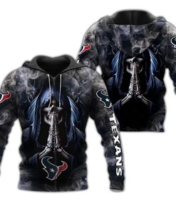 Death Smoke Graphic Houston Texans Hoodie 3D All Over Print, Halloween Gift For Fans