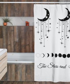Decorative Celestial Black and White Modern Bathroom Design Shower Curtain