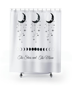 Decorative Celestial Black and White Modern Bathroom Design Shower Curtain