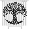 Decorative Celtic Tree of Life Shower Curtain with Round Vector Ornament Design