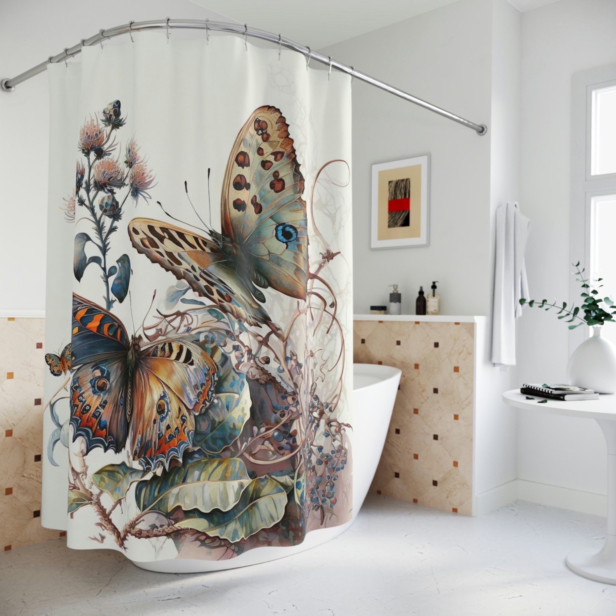 Decorative Cute Butterfly Shower Curtain - Bathroom Decor Idea