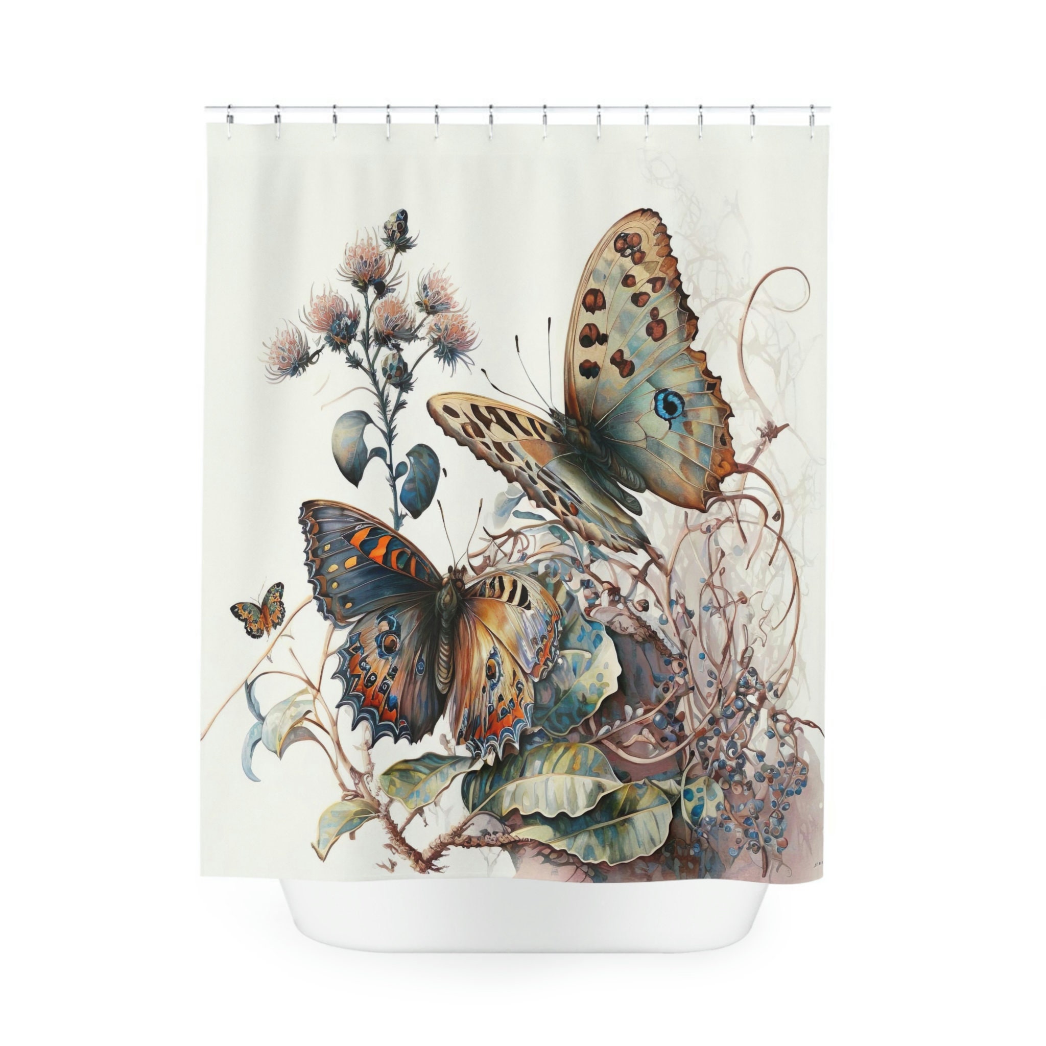 Decorative Cute Butterfly Shower Curtain - Bathroom Decor Idea - Image 2