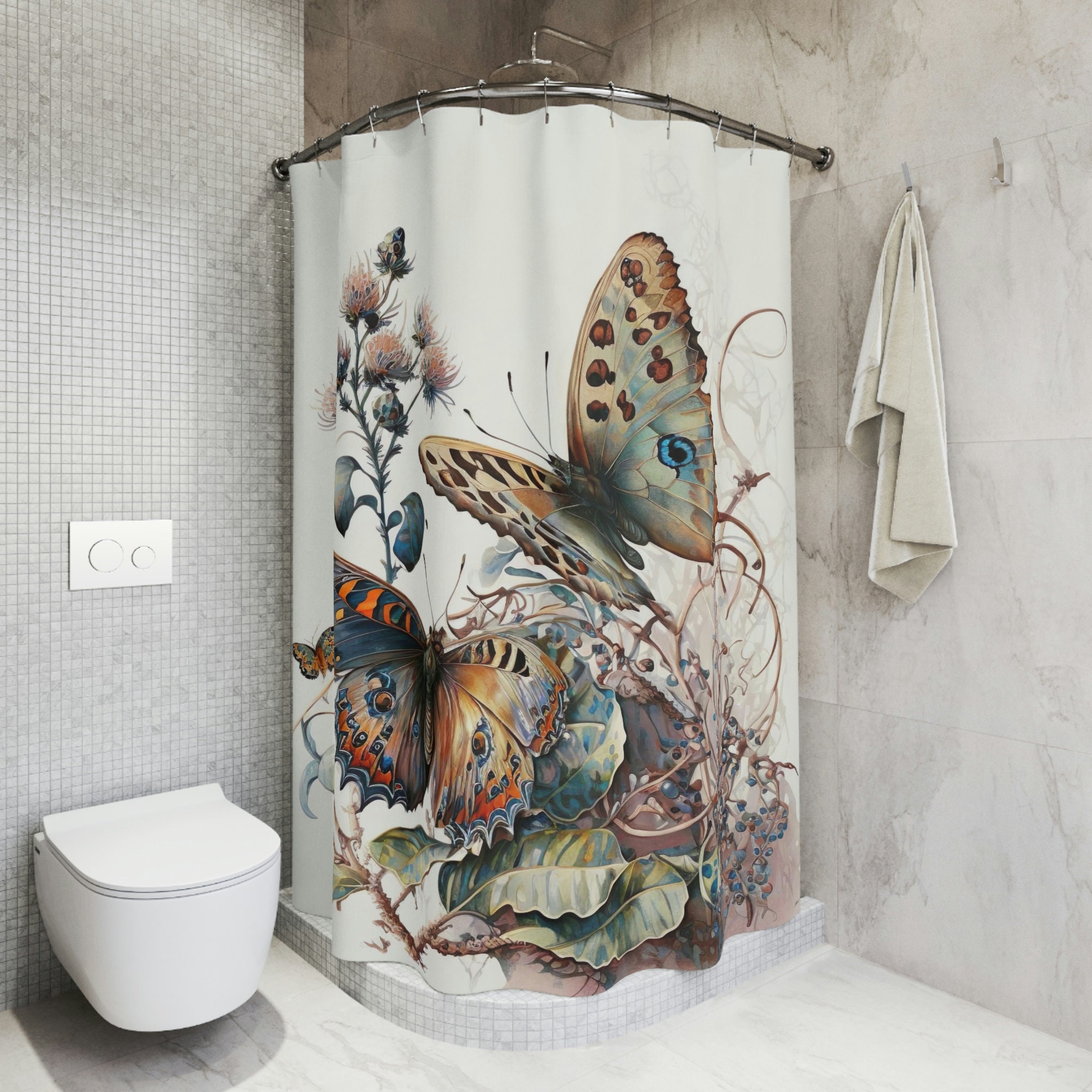Decorative Cute Butterfly Shower Curtain - Bathroom Decor Idea - Image 3