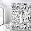 Decorative Dog Shower Curtain - Playful Animal Patterns On Waterproof Fabric