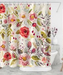 Decorative Flowers Fabric Shower Curtain For Your Homecoming Gift