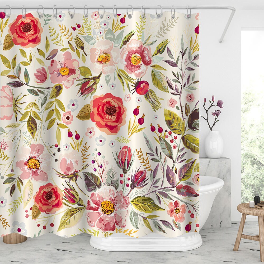 Decorative Flowers Fabric Shower Curtain For Your Homecoming Gift