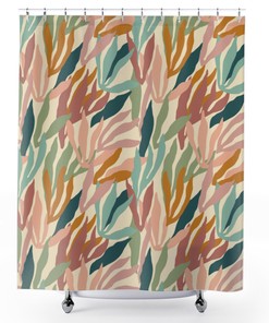 Decorative House Plants Shower Curtain with Tropical Leaves Design for Bathroom, Plant Lover Gift 