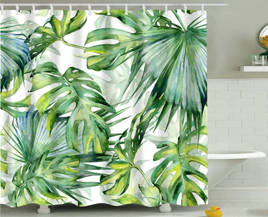 Decorative Palm Leaf Shower Curtain for a Natural Bathroom Decor