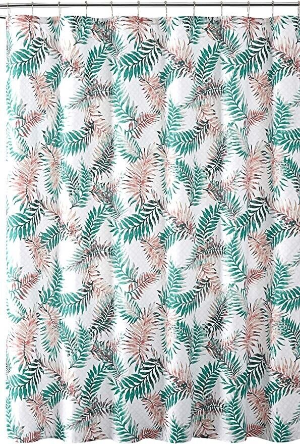 Decorative Palm Leaves Tropical Shower Curtain, Bathroom Decor by VCNY Home