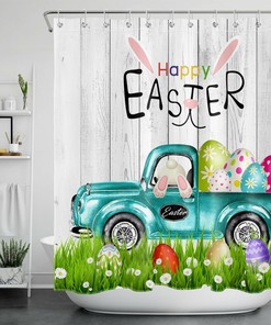 Decorative Shower Curtain With Easter Eggs & Festive Gifts - Unique Bathroom Decor