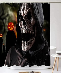 Decorative Skull Waterproof Shower Curtain For Halloween Bathroom Decor