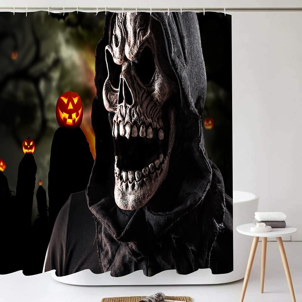 Decorative Skull Waterproof Shower Curtain For Halloween Bathroom Decor