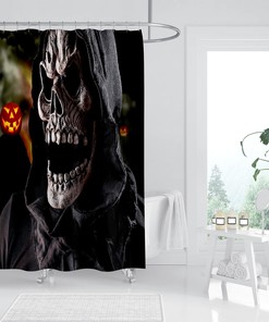 Decorative Skull Waterproof Shower Curtain For Halloween Bathroom Decor