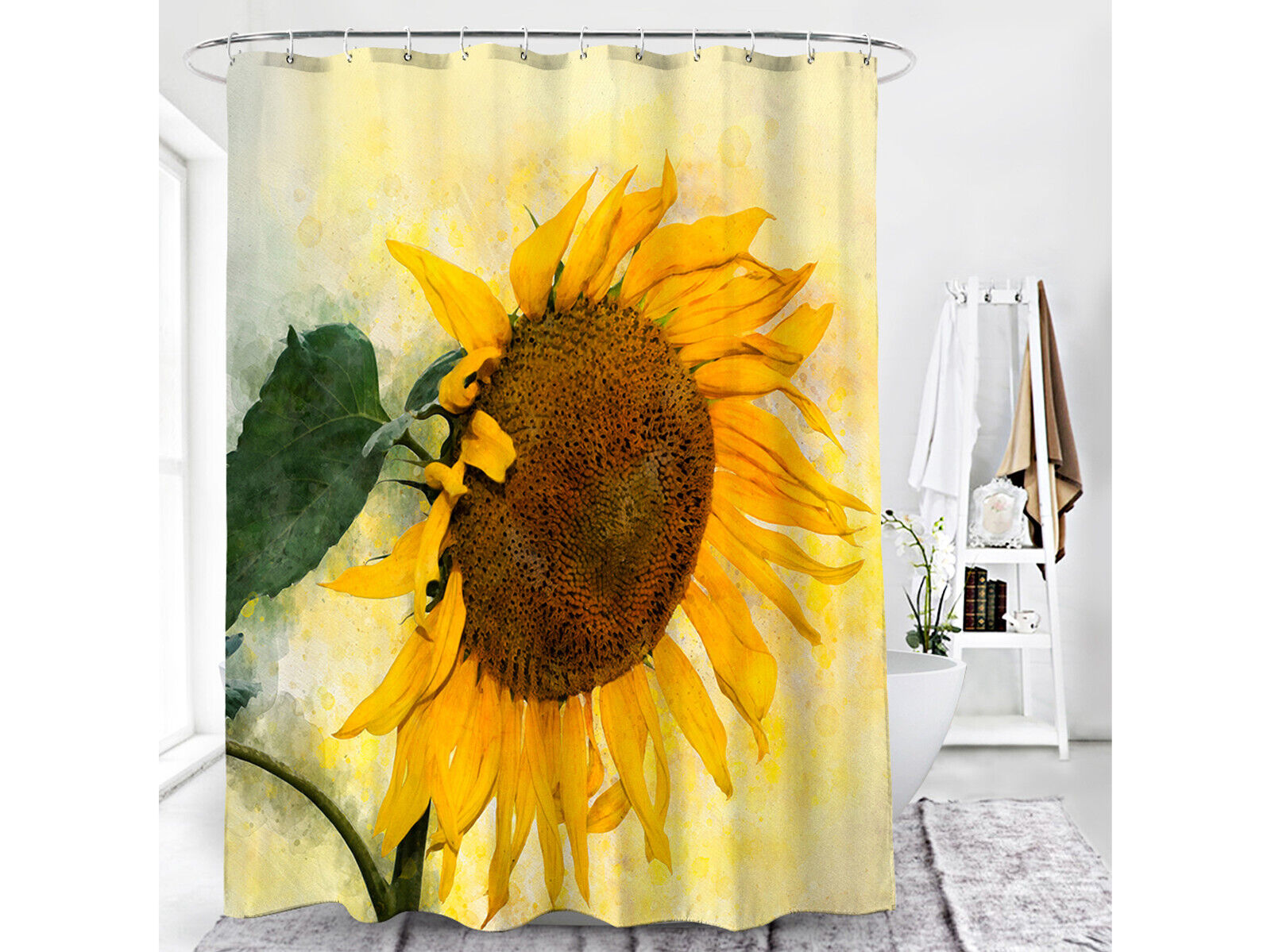 Decorative Sunflower Shower Curtain for Nature-Inspired Bathroom Decor, 72x72 - Unique Shower Curtains