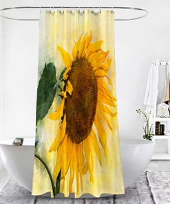 Decorative Sunflower Shower Curtain for Nature-Inspired Bathroom Decor, 72x72 - Unique Shower Curtains