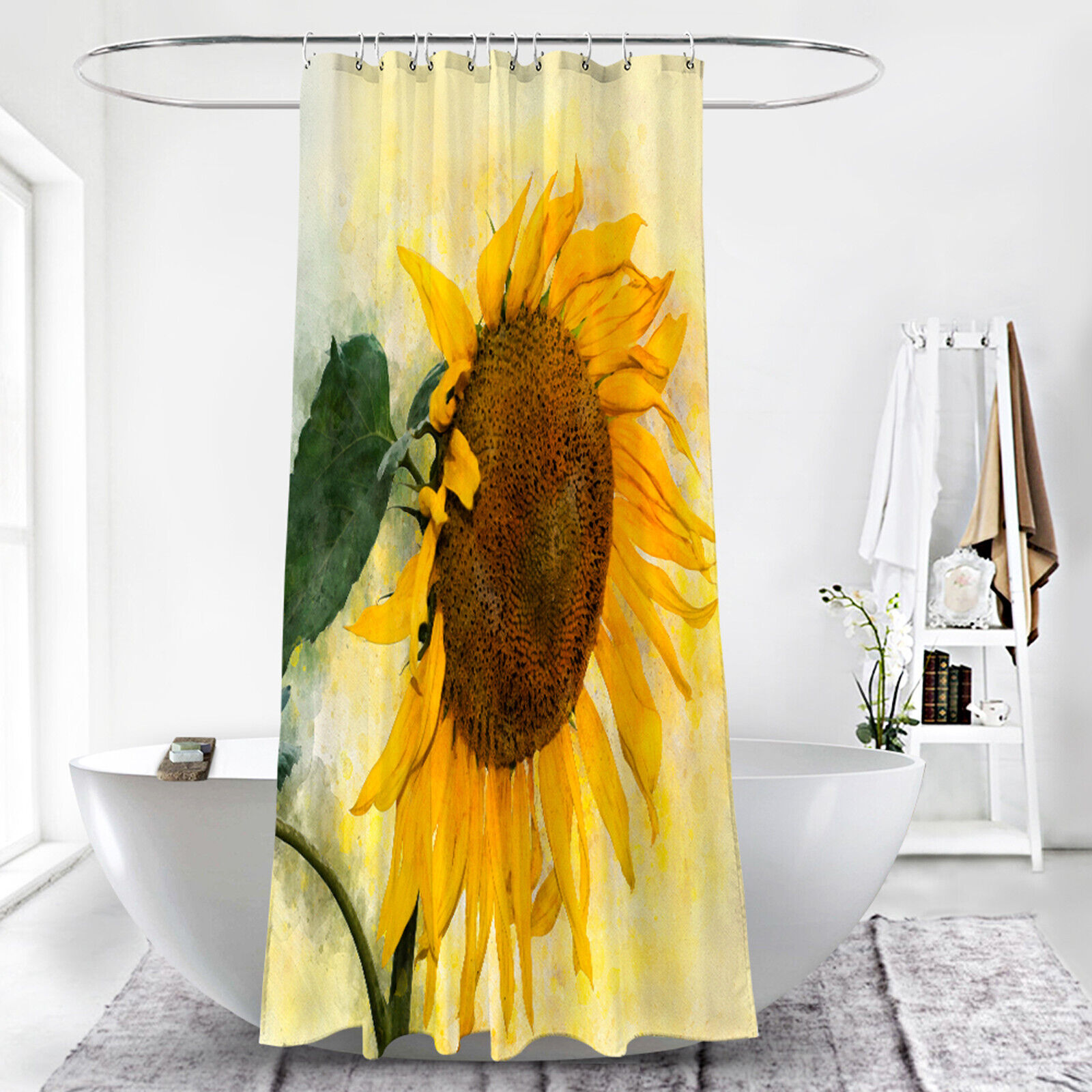 Decorative Sunflower Shower Curtain for Nature-Inspired Bathroom Decor, 72x72 - Unique Shower Curtains