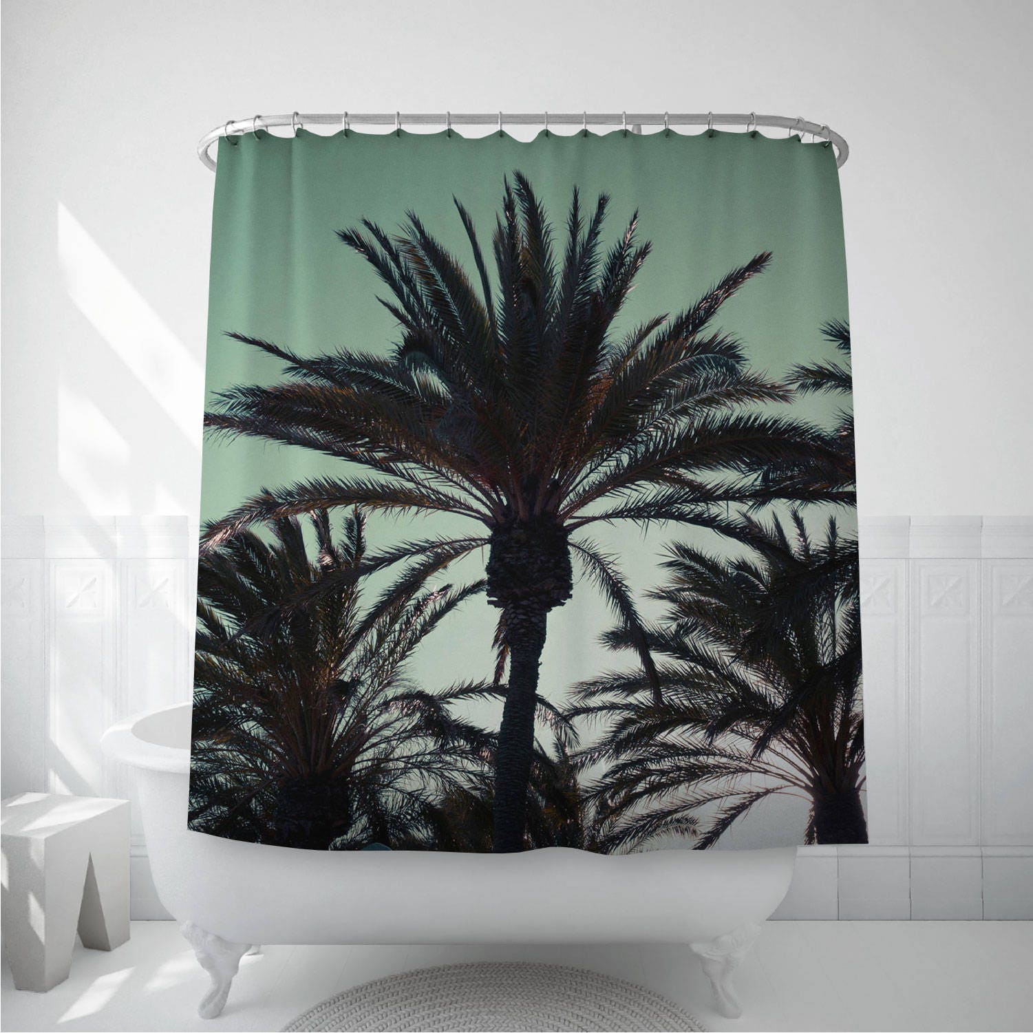 Decorative Tropical Bath Palm Tree Shower Curtain for Bathroom Decor MG033