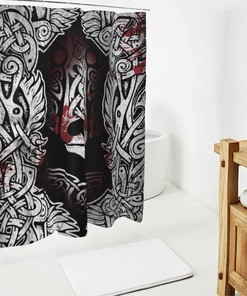 Decorative Viking War Bear Bathroom Shower Curtain- Waterproof and Machine Washable Tubs White Curtain