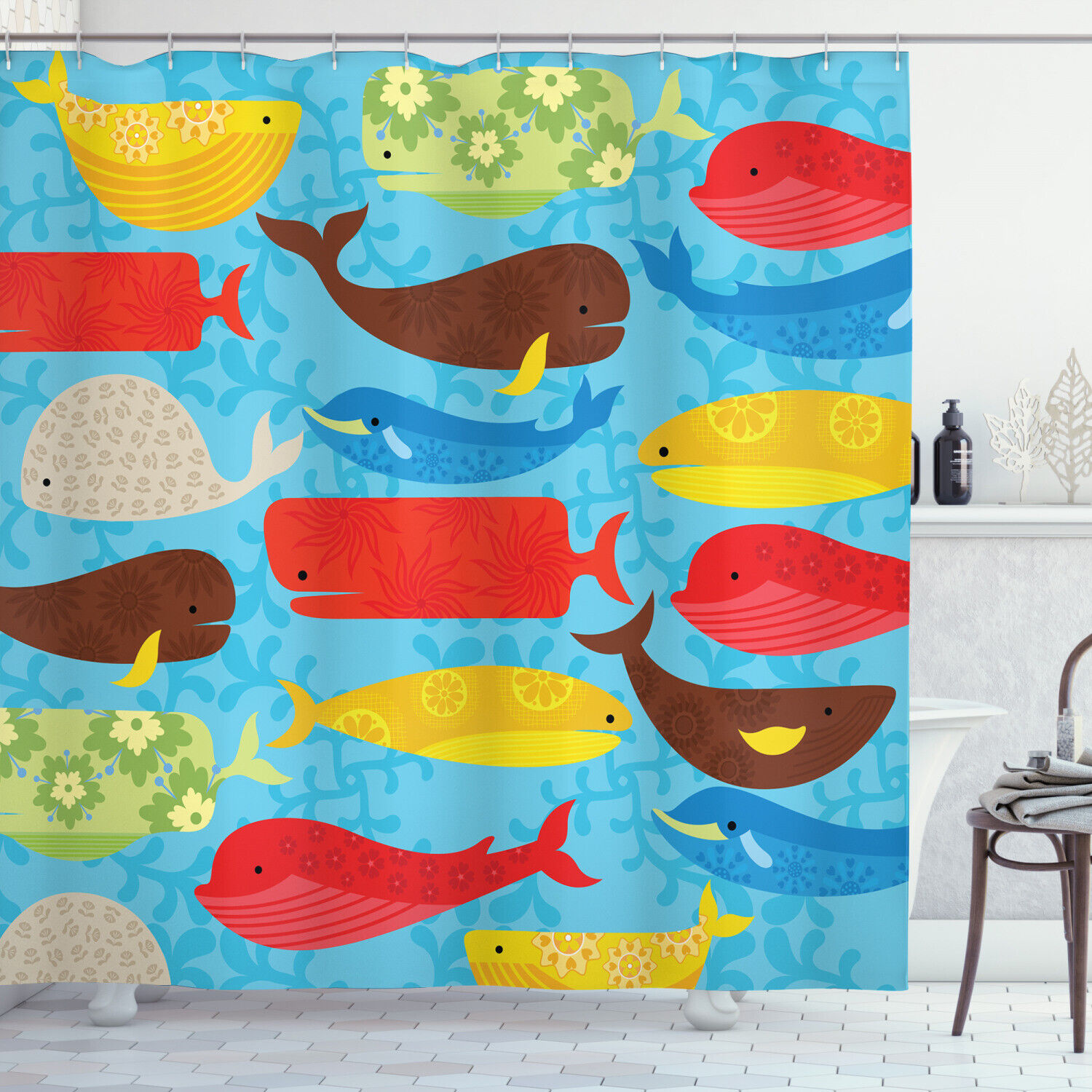 Deep Ocean Animals Whale Shower Curtain for a Stunning Bathroom