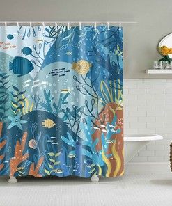 Deep Sea Corals & Fish Underwater World Shower Curtain - Perfect for your Bathroom 
