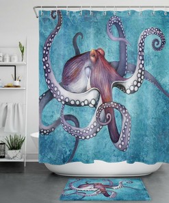Deep Sea Squid Octopus Monster Shower Curtain, Perfect For A Unique And Mysterious Bathroom Design