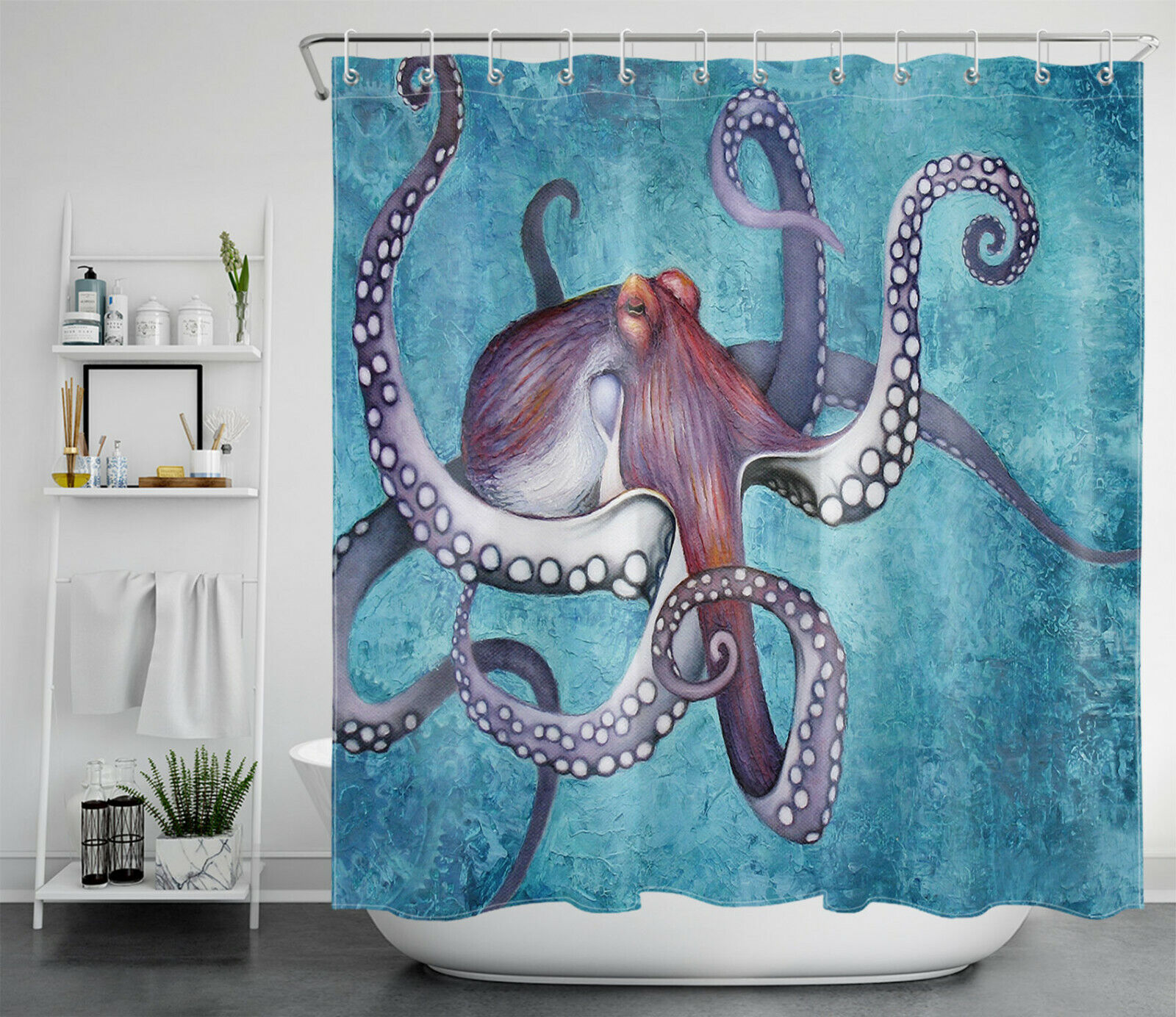 Deep Sea Squid Octopus Monster Shower Curtain, Perfect For A Unique And Mysterious Bathroom Design - Image 2