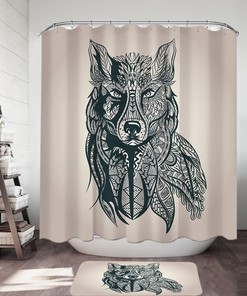 Deep Wolf Print Shower Curtain, Perfect For Your Wildlife Themed Bathroom