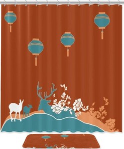 Deer And Flowers Print Shower Curtain For A Romantic And Peaceful Bathroom