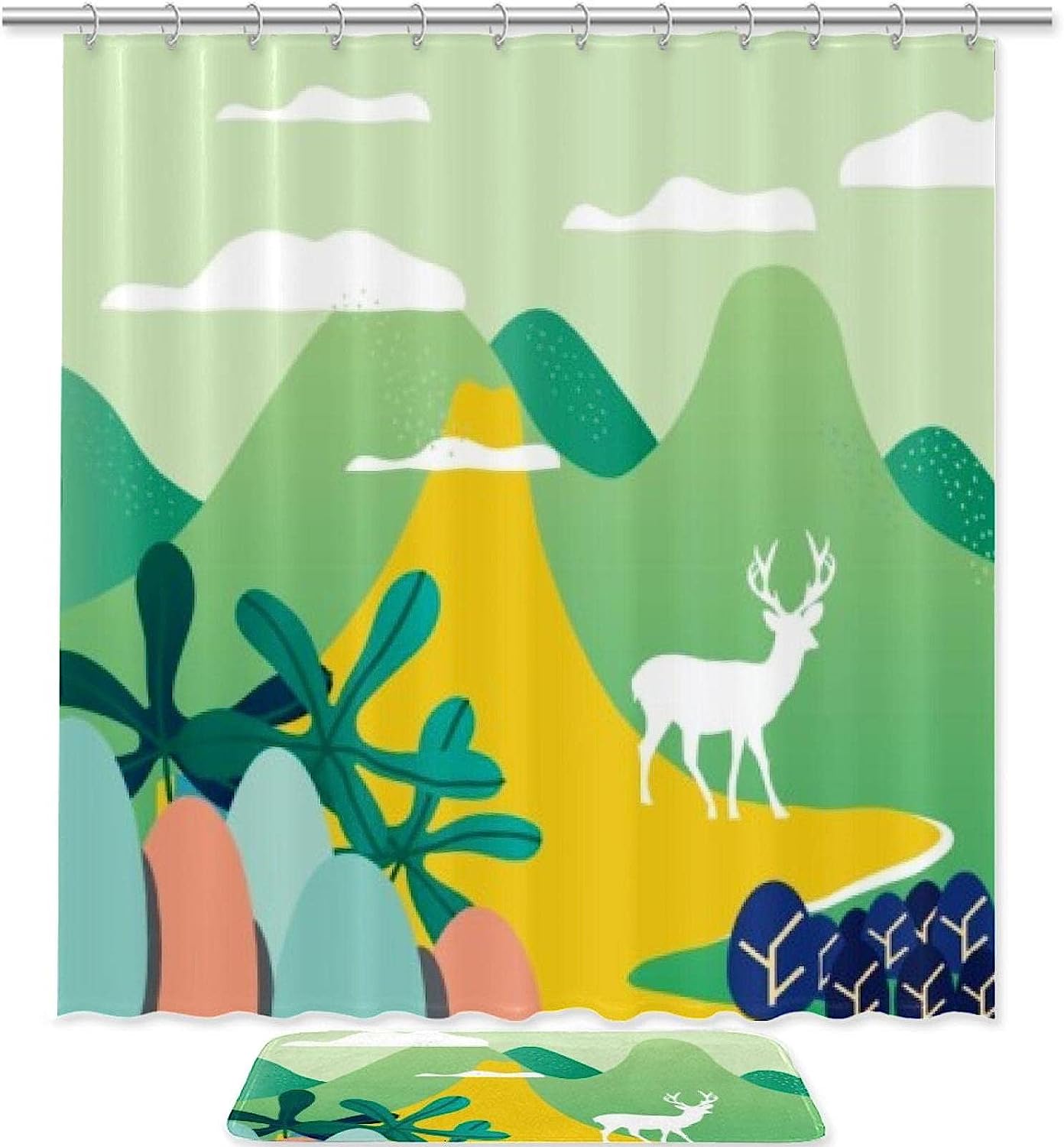 Deer And Nature Vintage Shower Curtain For A Rustic And Natural Bathroom
