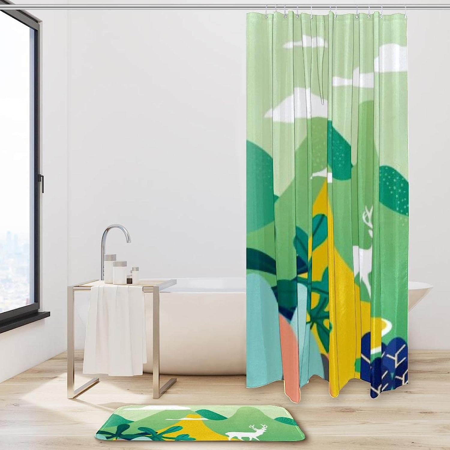 Deer And Nature Vintage Shower Curtain For A Rustic And Natural Bathroom - Image 2