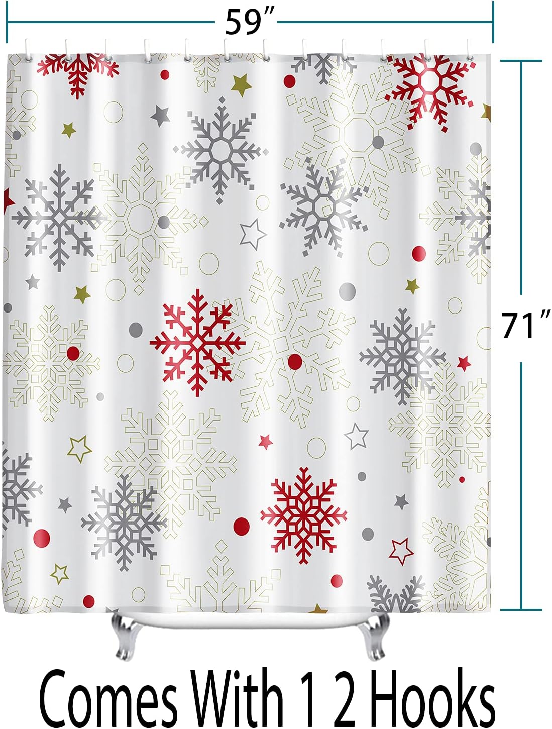 Deer And Pine Trees Christmas Saying Believe Print Shower Curtain For Bathroom Decor - Image 3
