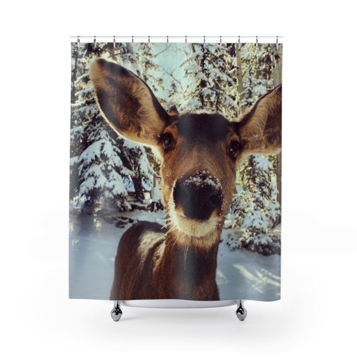 Deer Animal Print Shower Curtain For A Hunter-Themed Bathroom, Matching Deer Theme Shower Curtain - Image 2