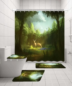 Deer Animal Print Shower Curtain with a Rustic Forest Look for Your Bathroom
