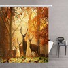 Deer Autumn Trees Animal Waterproof Fabric Shower Curtain